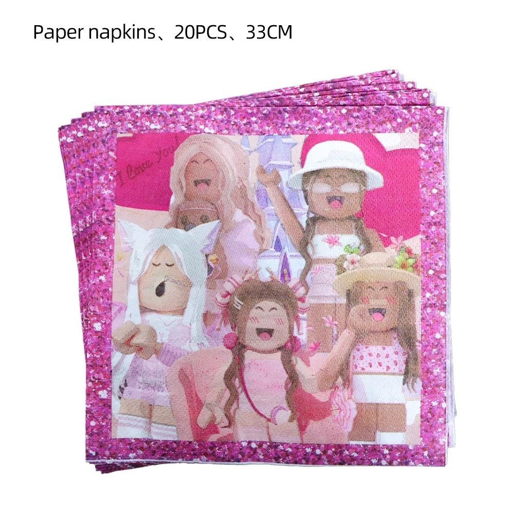 ParteeTime Kids Roblox Girls Theme Decorations Birthday Party Supplies Banners Backdrop Set Budak Hari Jadi Hiasan