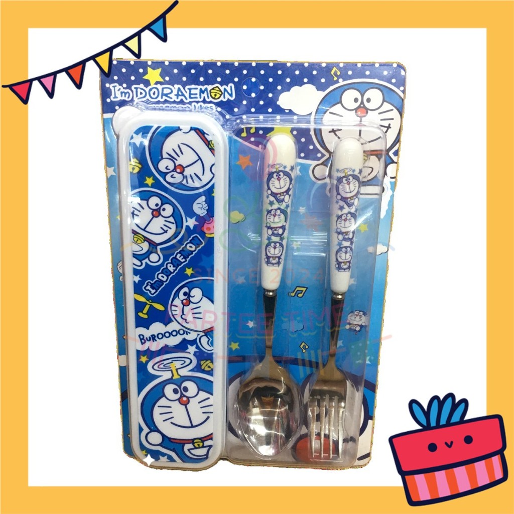 ParteetTime Kids Portable Stainless Steel Gift Set Cutlery Utensil Set Reusable Spoon Fork With Case