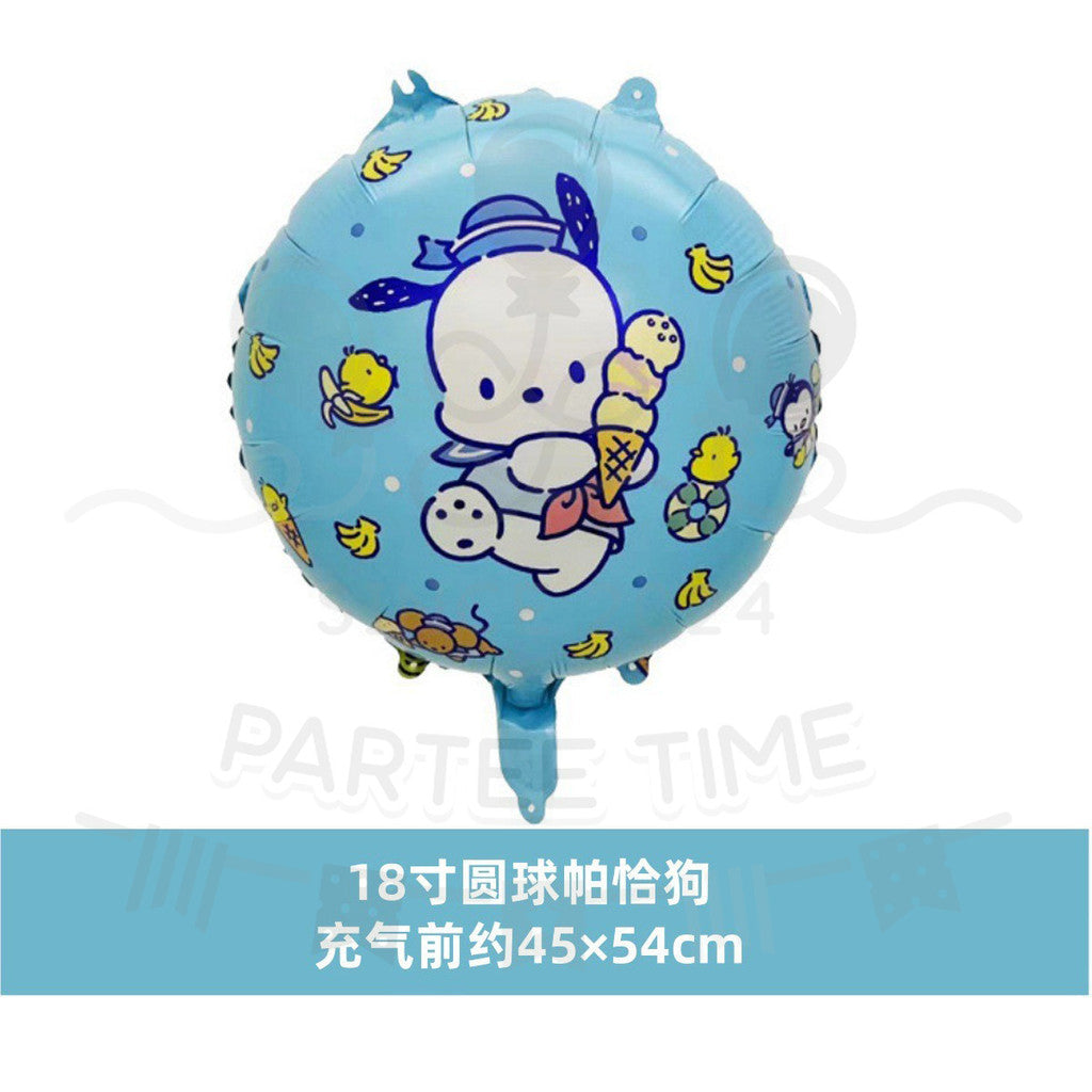 ParteeTime Kids Cute Sanrio Themed Foil Balloon Birthday Party Decoration Foil Belon Tema Comel Sanrio Hari Jadi Hiasan