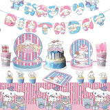 ParteeTime Kids Cinnamoroll Theme Decorations Birthday Party Balloon Banners Hang Swirls Backdrop Tablecloth Cake Topper