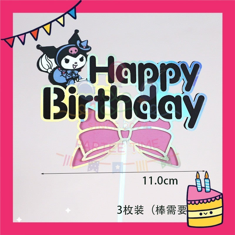 ParteeTime Kids Kuromi Cake Topper Cute Characters Figures Set Cake Decorative Baking Decoration Birthday Party