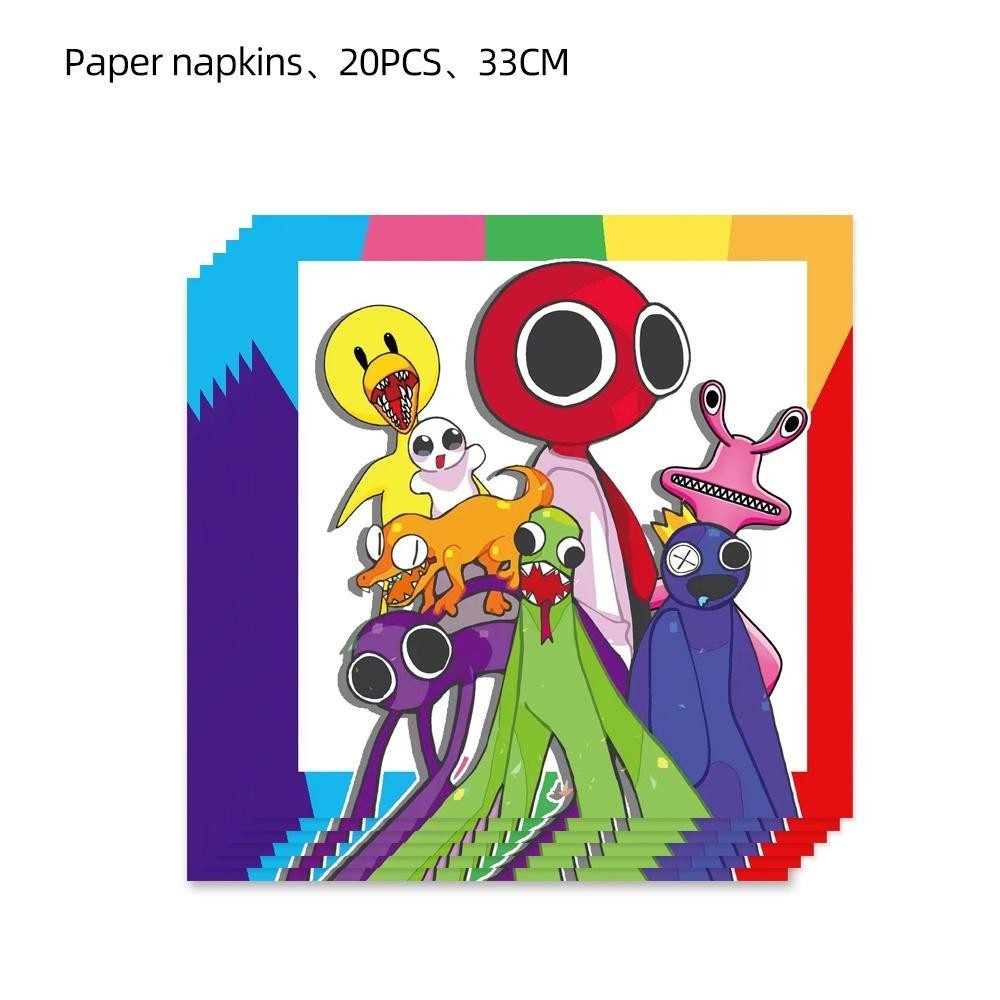 ParteeTime Kids Rainbow & Friends Theme Decorations Birthday Balloon Banner Hang Swirls Backdrop Tablecloth CakeTopper