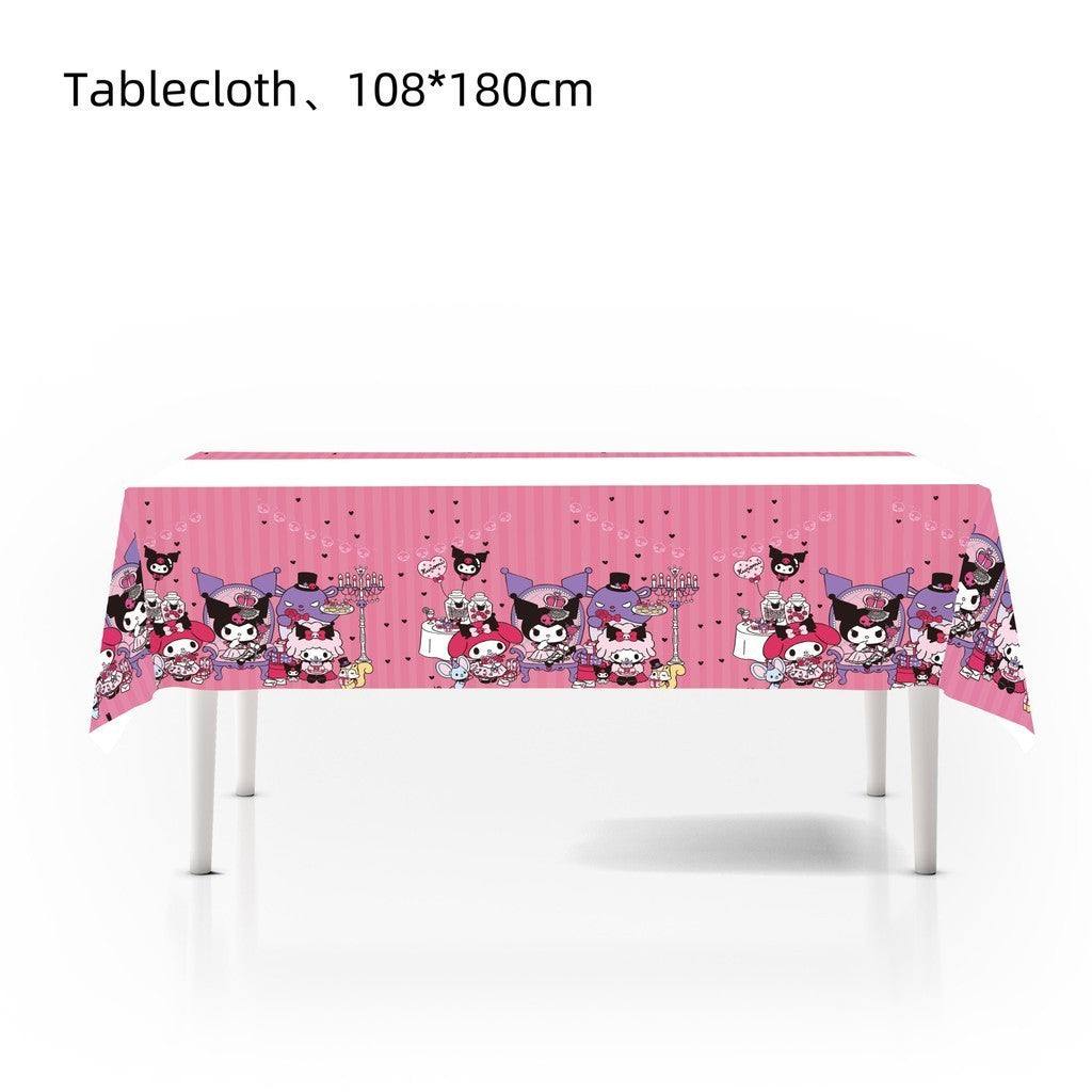 ParteeTime Kids Kuromi Birthday Theme Decorations Birthday Party Supplies Banners Backdrop Set Budak Hari Jadi Hiasan