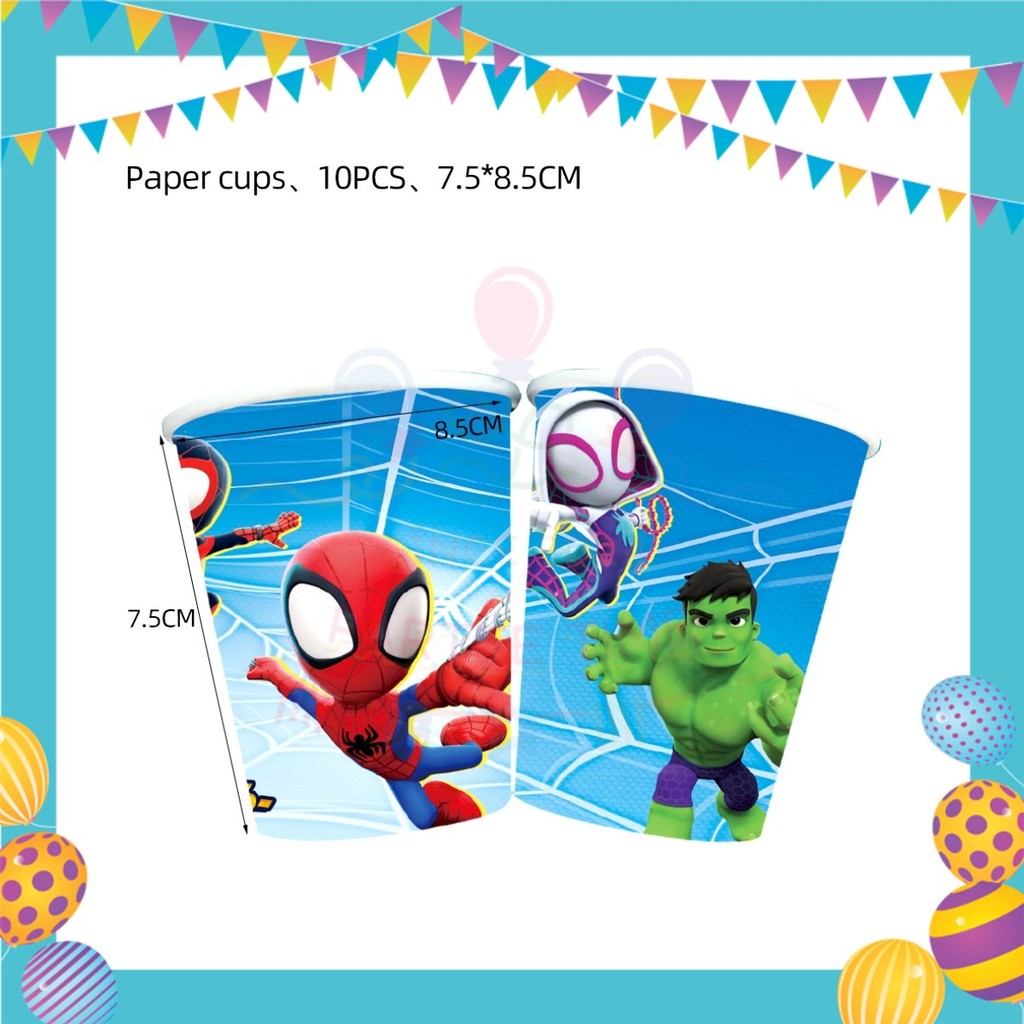 ParteeTime Kids Spidey And His Amazing Friends Birthday Theme Decorations Birthday Balloon Banner Hang Hiasan Hari Jadi