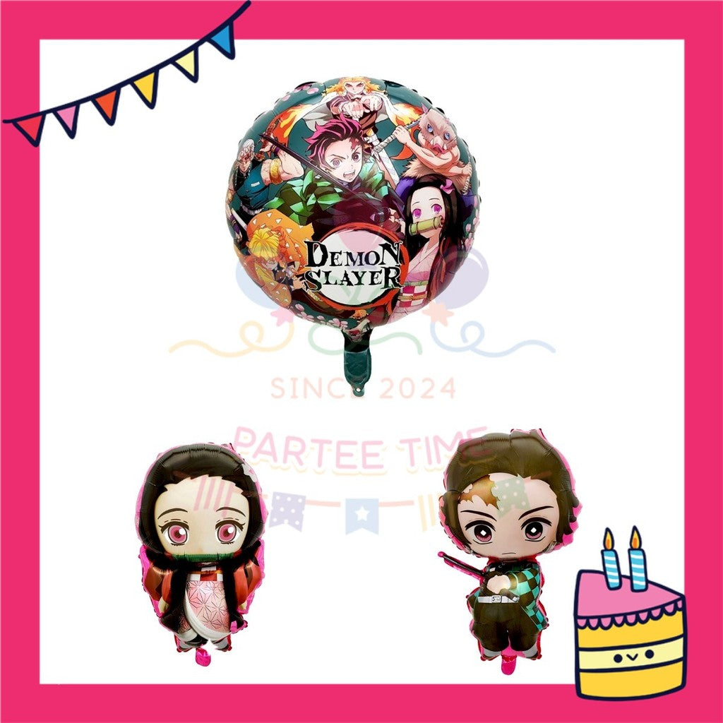 ParteeTime Kids Cute Demon Slayer Kamado Tanjiro Nezuko Themed Foil Balloon Birthday Party Decoration