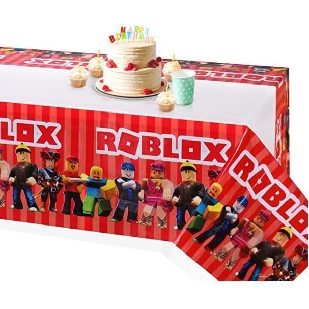 ParteeTime Kids Roblox Birthday Theme Decorations Party Balloon Banners Hang Swirls Backdrop Tablecloth Cake Topper
