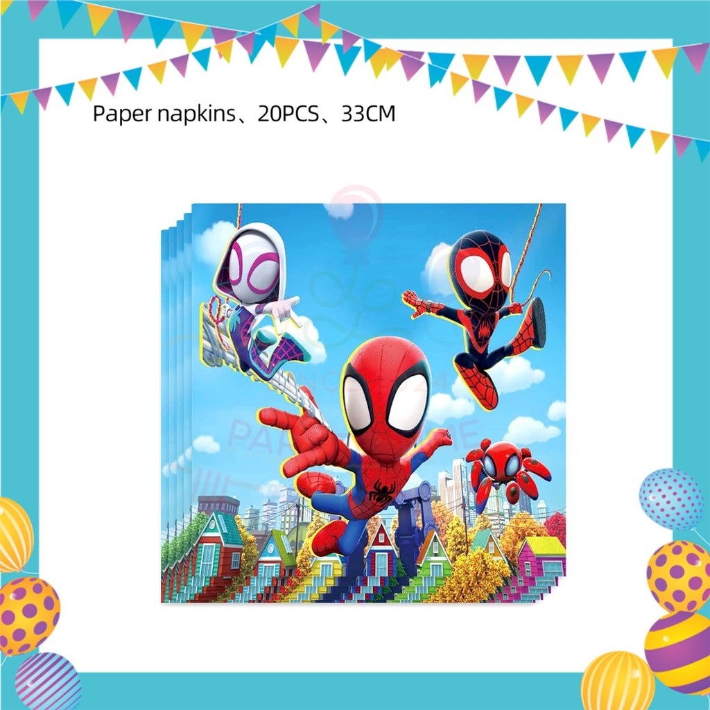 ParteeTime Kids Spidey And His Amazing Friends Birthday Theme Decorations Birthday Balloon Banner Hang Hiasan Hari Jadi