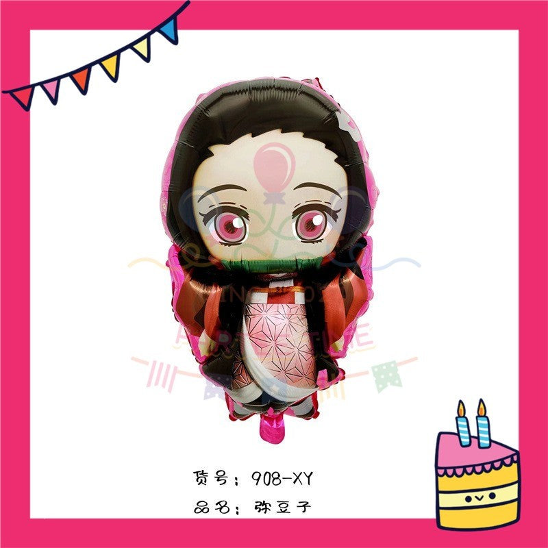 ParteeTime Kids Cute Demon Slayer Kamado Tanjiro Nezuko Themed Foil Balloon Birthday Party Decoration