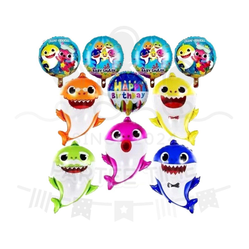 ParteeTime Kids Cute Baby Shark Family Themed Foil Balloon Birthday Party Decoration
