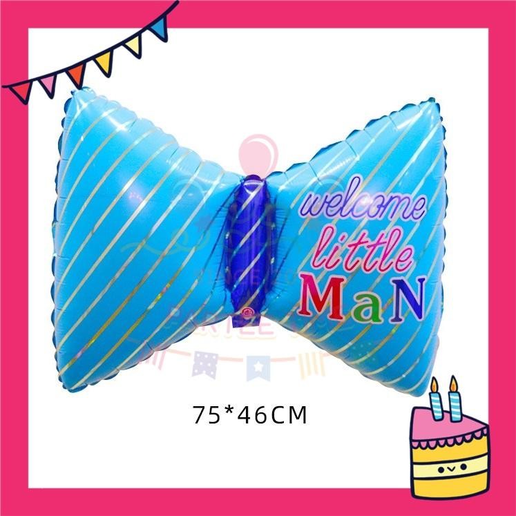 ParteeTime Kids Ribbon Bow Tie Polka Dot Candy Pink Blue Themed Foil Balloon Birthday Party Decoration