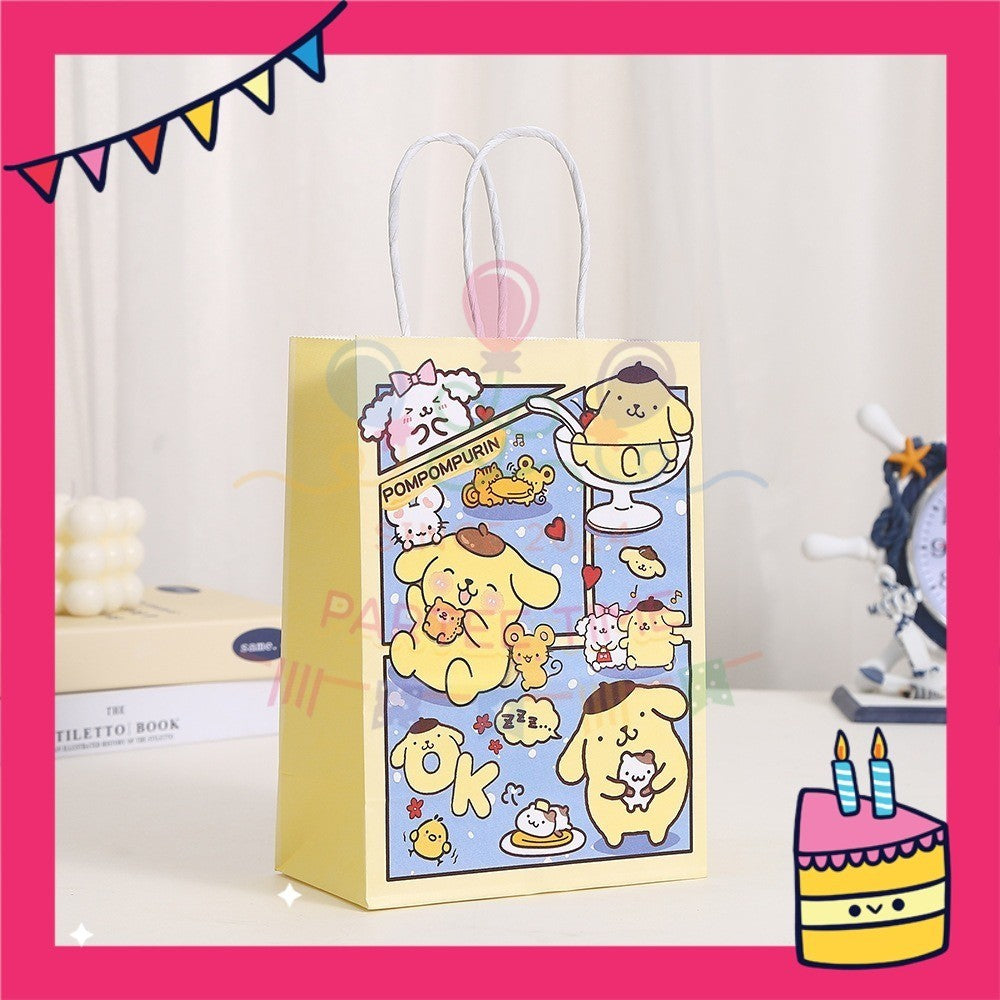 ParteeTime Birthday Kids 1pcs Kuromi My Melody Cinnamoroll Gift Bags with Handle Paper Bag Doorgift Bag Gift Beg Hadiah