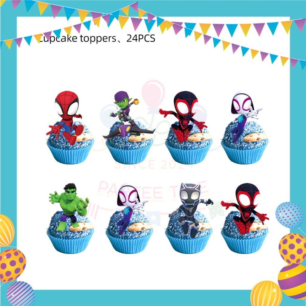 ParteeTime Kids Spidey And His Amazing Friends Birthday Theme Decorations Birthday Balloon Banner Hang Hiasan Hari Jadi