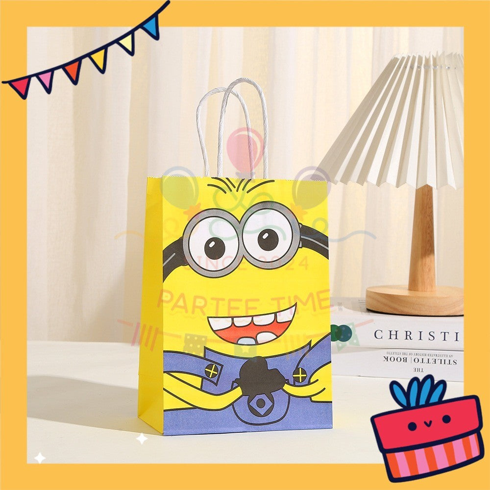 ParteeTime Birthday Kids 1pcs Banana Bla Bla Party Favor Gift Bags with Handle Paper Bag Doorgift Packaging Goodies Bag
