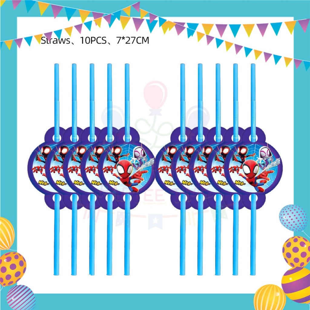 ParteeTime Kids Spidey And His Amazing Friends Birthday Theme Decorations Birthday Balloon Banner Hang Hiasan Hari Jadi