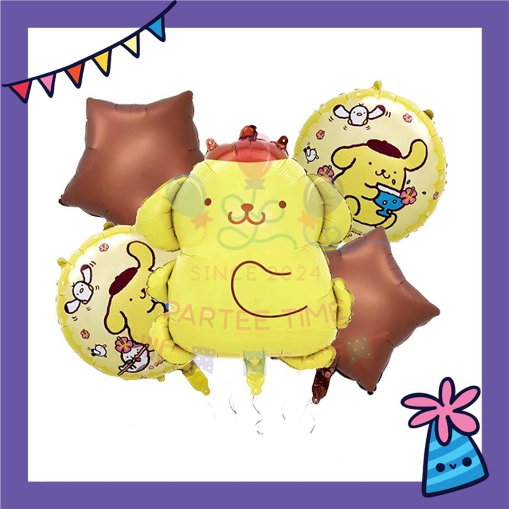 ParteeTime Kids Sanrio Cinnamoroll Kuromi Melody Birthday Party Decoration 5pcs Set Foil Balloon