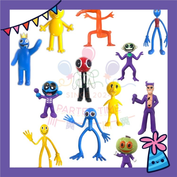ParteeTime Kids Rainbow Friends Cute Characters Figures Set Cake Decorative Baking Decoration Birthday Party Kek Topper