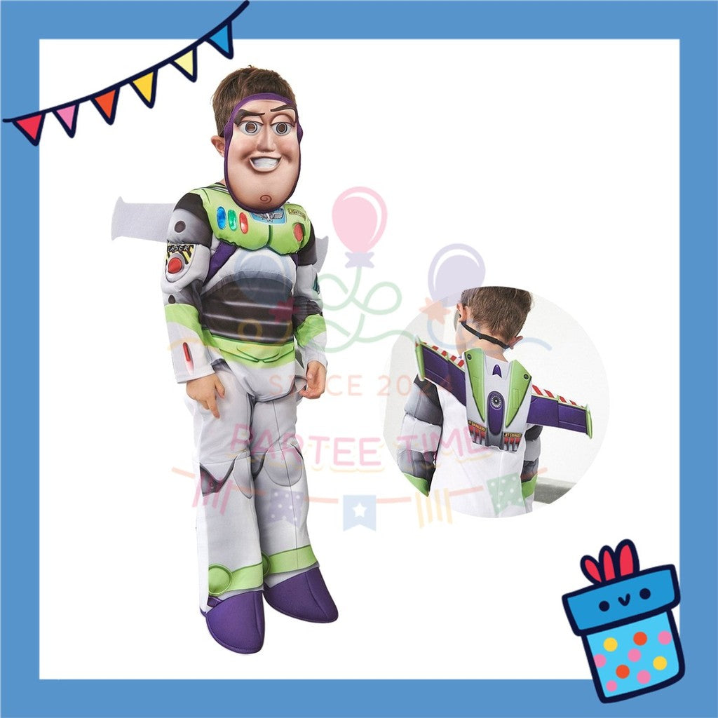 Partee Time Kids Buzz Lightyear Costume Theme with Adjustable Face Mask Halloween Cosplay Children Space Adventure