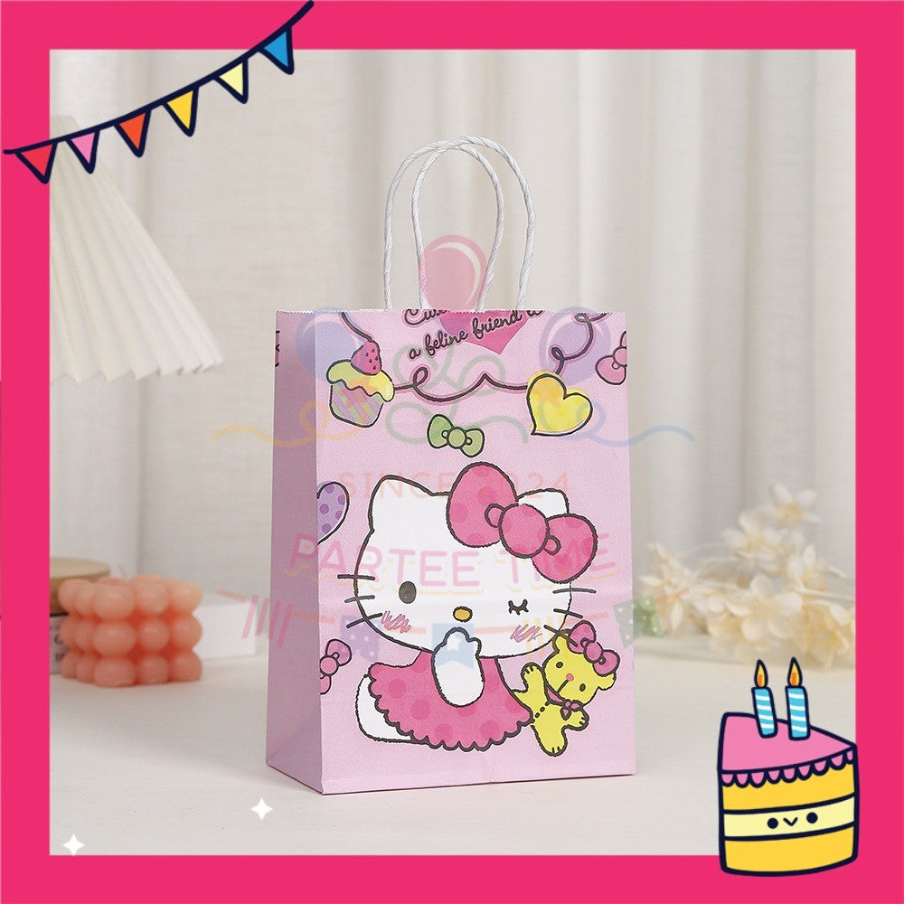 ParteeTime Birthday Kids 1pcs Kitty Pony Party Favor Gift Bags with Handle Paper Bag Doorgift Packaging Goodies Bag