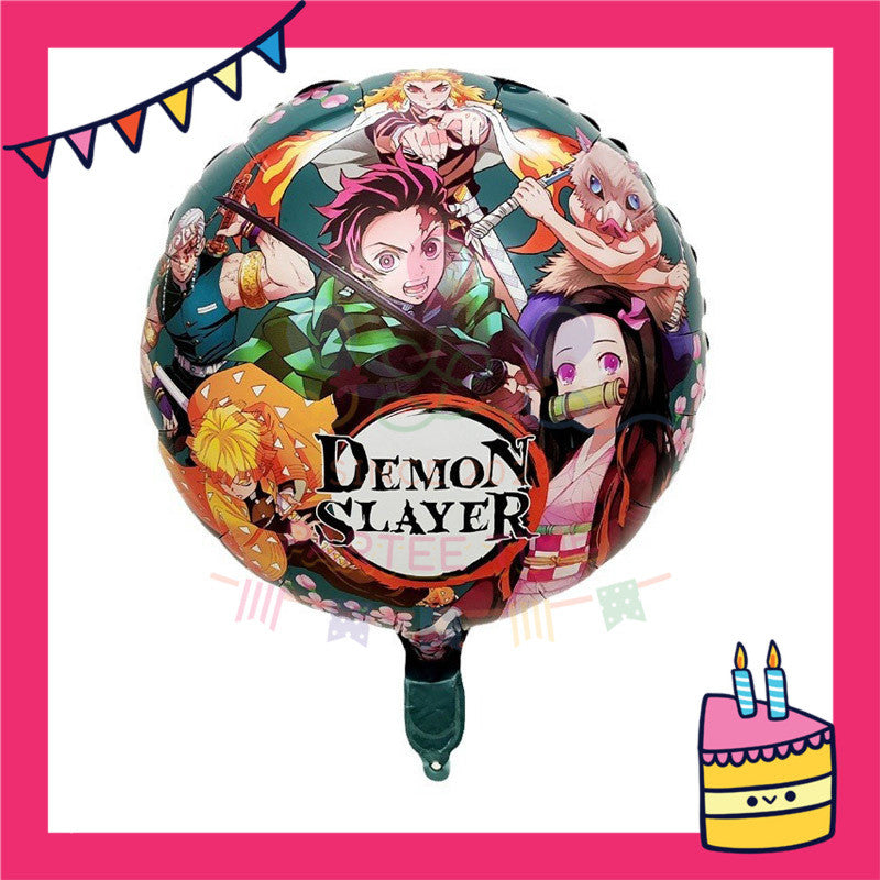 ParteeTime Kids Cute Demon Slayer Kamado Tanjiro Nezuko Themed Foil Balloon Birthday Party Decoration