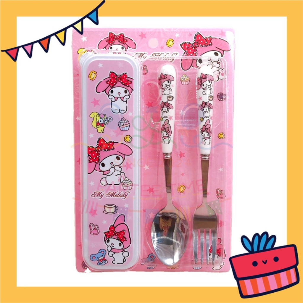 ParteetTime Kids Portable Stainless Steel Gift Set Cutlery Utensil Set Reusable Spoon Fork With Case
