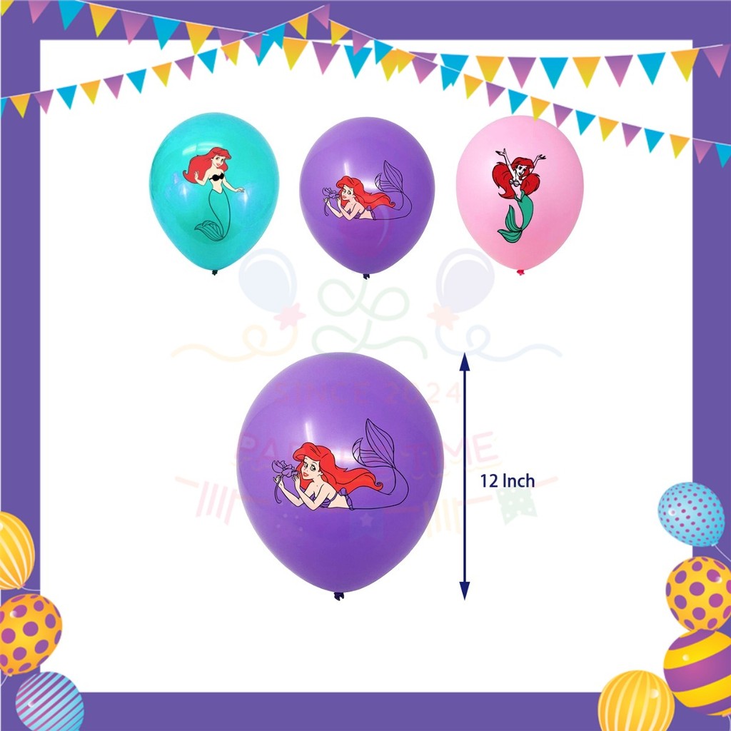 ParteeTime Kids Birthday Party Celebration Decoration Set Mermaid Ariel 4 in 1 Majlis Sambutan Hari Jadi Kanak-Kanak