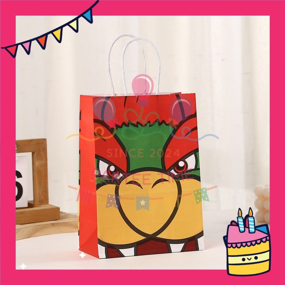 ParteeTime Birthday Kids 1pcs Mario Party Favor Gift Bags with Handle Paper Bag Doorgift Packaging Goodies Bag Gift Beg