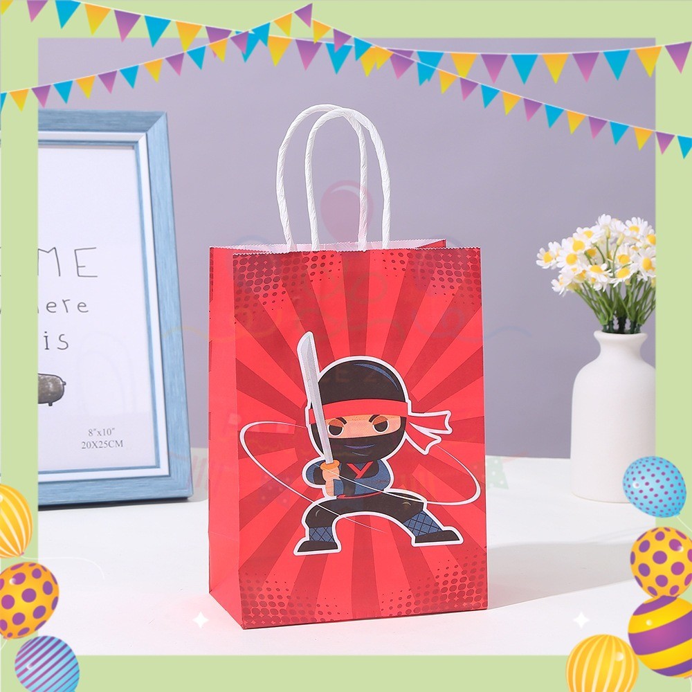 ParteeTime Birthday Kids 1pcs Mix Cartoon Party Favor Gift Bags with Handle Paper Bag Doorgift Packaging Goodies Bag