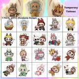 ParteeTime Kids Non-Toxic Temporary Tattoos Labubu Cartoon Body Make Up Parties Carnival