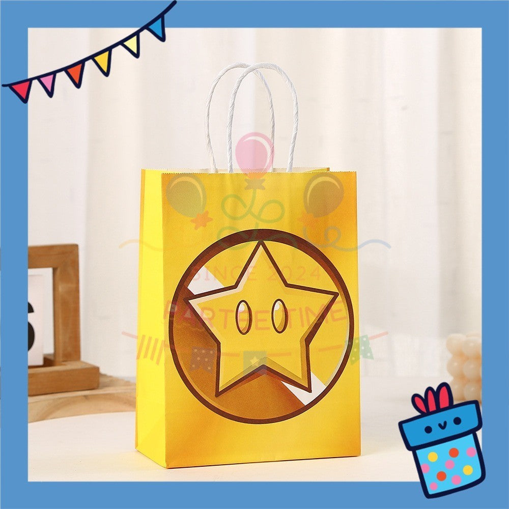 ParteeTime Birthday Kids 1pcs Mario Party Favor Gift Bags with Handle Paper Bag Doorgift Packaging Goodies Bag Gift Beg