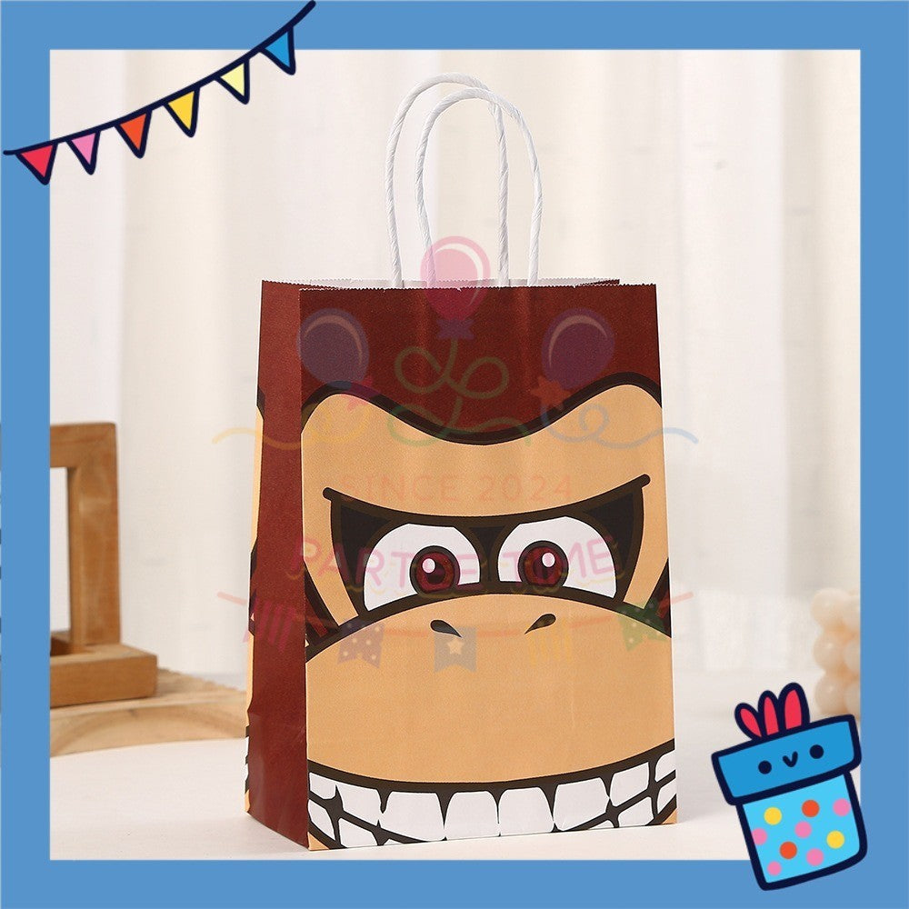 ParteeTime Birthday Kids 1pcs Mario Party Favor Gift Bags with Handle Paper Bag Doorgift Packaging Goodies Bag Gift Beg