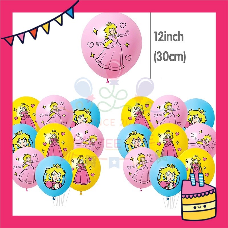 ParteeTime Kids Birthday Party Celebration Decoration Set Princess Peach 4 in 1 Majlis Sambutan Hari Jadi Kanak-Kanak