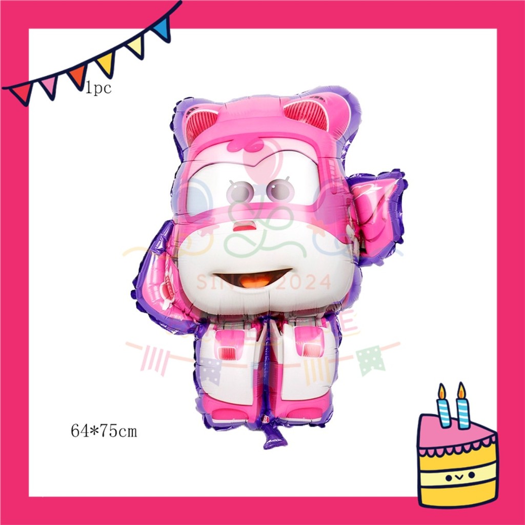 ParteeTime Kids Birthday Party Celebration Decoration Set Cartoon Super 4 in 1 Banner Balloon Cake Cupcake Topper