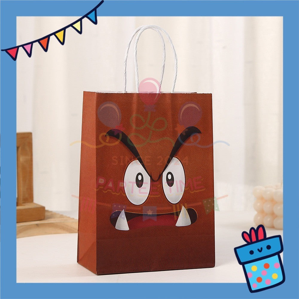 ParteeTime Birthday Kids 1pcs Mario Party Favor Gift Bags with Handle Paper Bag Doorgift Packaging Goodies Bag Gift Beg