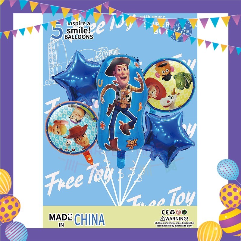 ParteeTime Kid Birthday Party Celebration Decoration Set Buzz 4 in 1 Banner Balloon Cake Cupcake Topper Majlis Hari Jadi