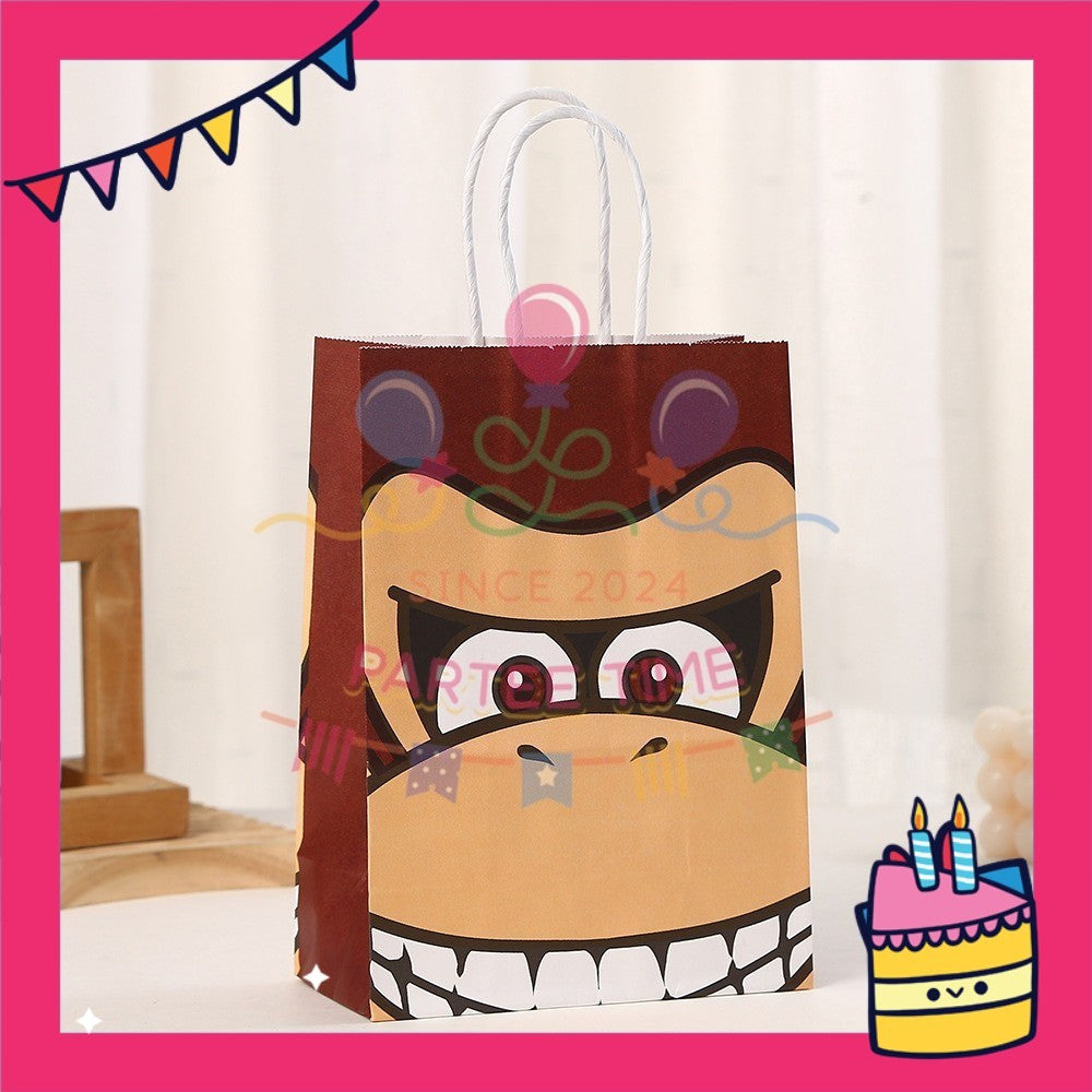 ParteeTime Birthday Kids 1pcs Mario Party Favor Gift Bags with Handle Paper Bag Doorgift Packaging Goodies Bag Gift Beg