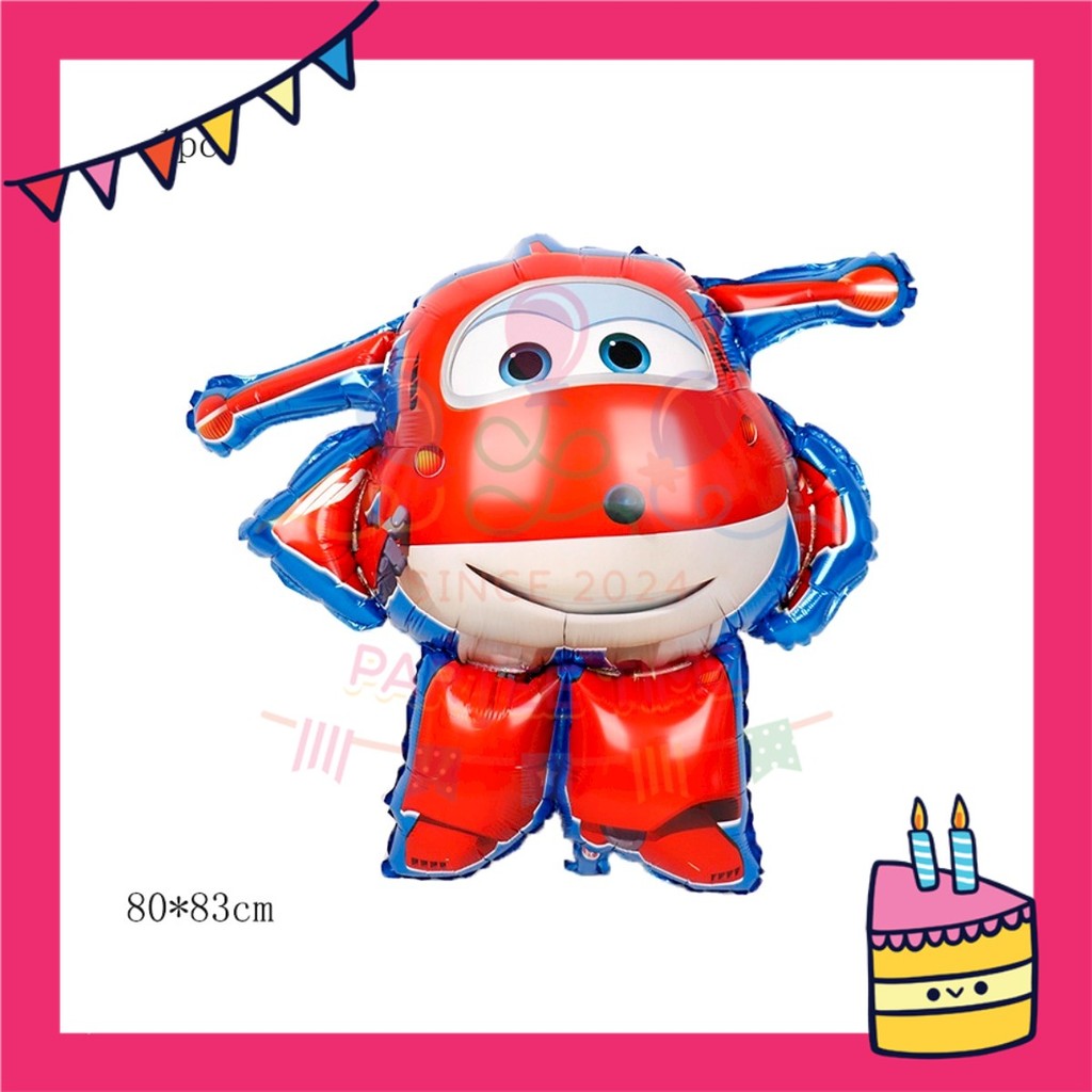 ParteeTime Kids Birthday Party Celebration Decoration Set Cartoon Super 4 in 1 Banner Balloon Cake Cupcake Topper