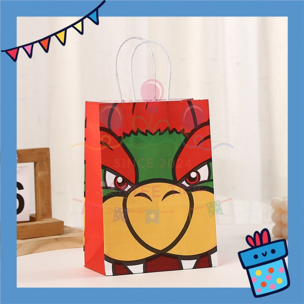 ParteeTime Birthday Kids 1pcs Mario Party Favor Gift Bags with Handle Paper Bag Doorgift Packaging Goodies Bag Gift Beg