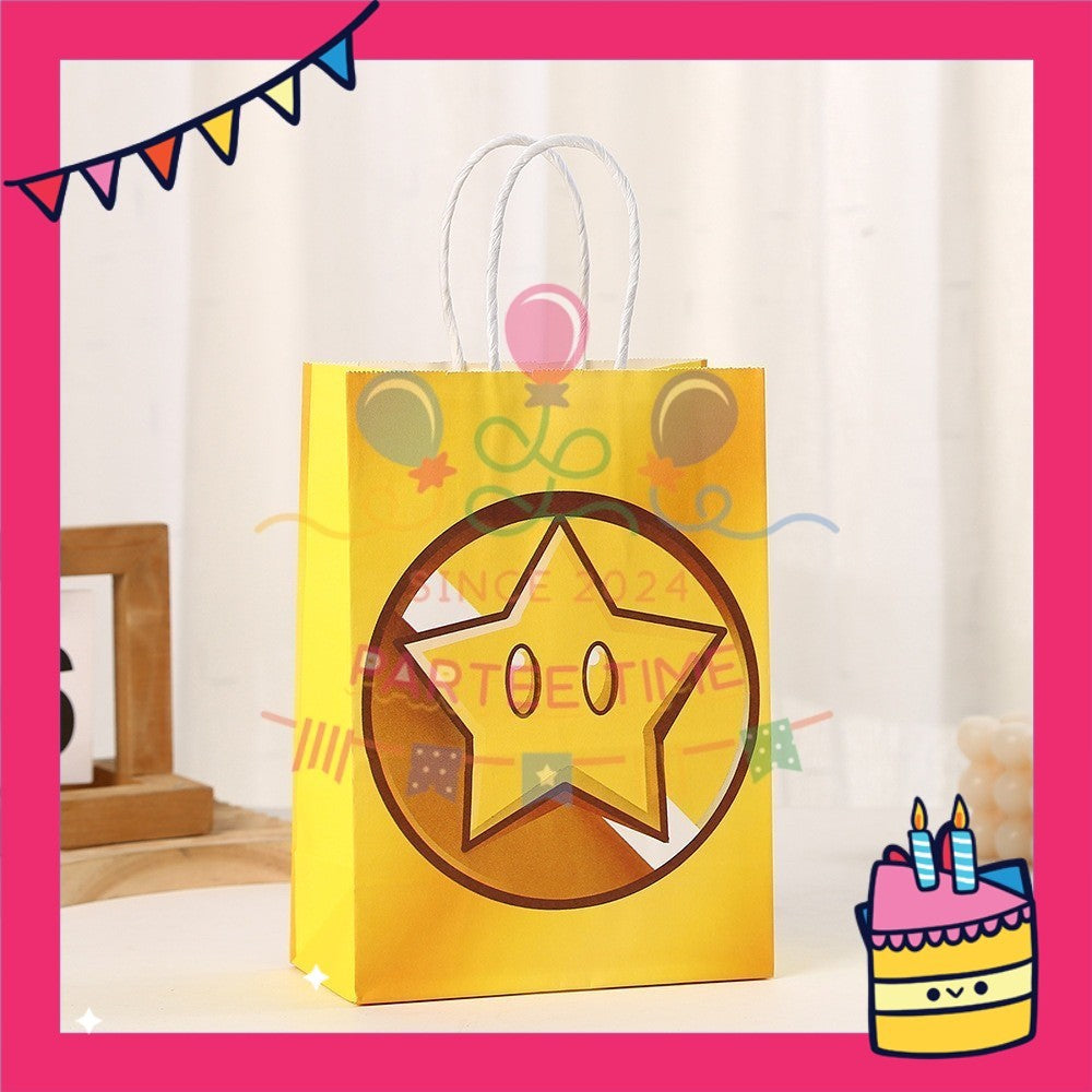 ParteeTime Birthday Kids 1pcs Mario Party Favor Gift Bags with Handle Paper Bag Doorgift Packaging Goodies Bag Gift Beg