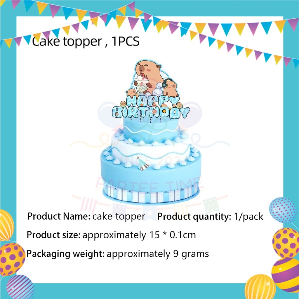 ParteeTime Kids Capybara Theme Decoration Birthday Party Supplies Banners Backdrop Sambutan Hari JadiĀ Hiasan Kanak-Kanak