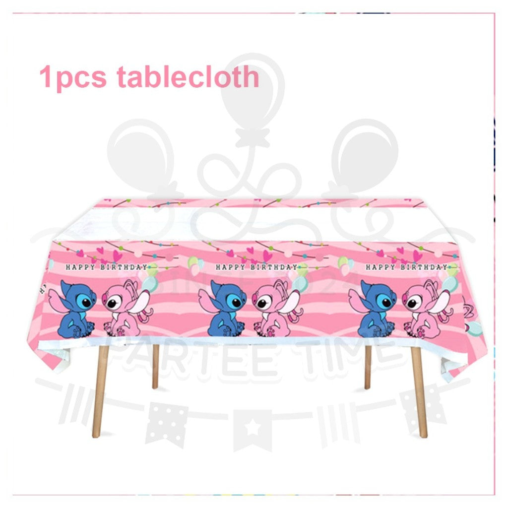 ParteeTime Kids Stitch Theme Decorations Kids Birthday Party Balloon Banners Hang Swirls Backdrop Tablecloth Cake Topper