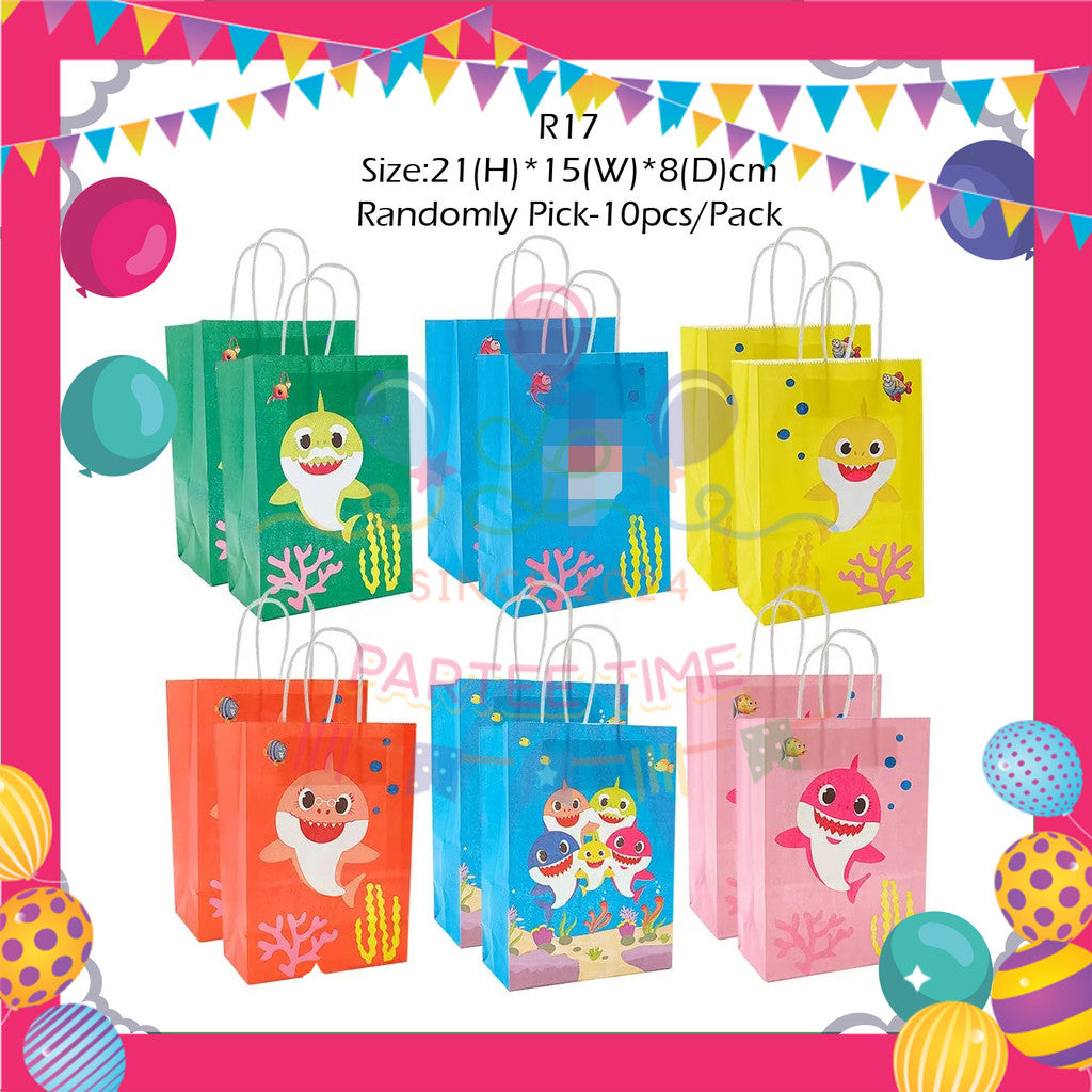 ParteeTime Kids Birthday Party Celebration Decoration Set Baby Shark 4 in 1 Banner Balloon Cake Cupcake Topper Hari Jadi