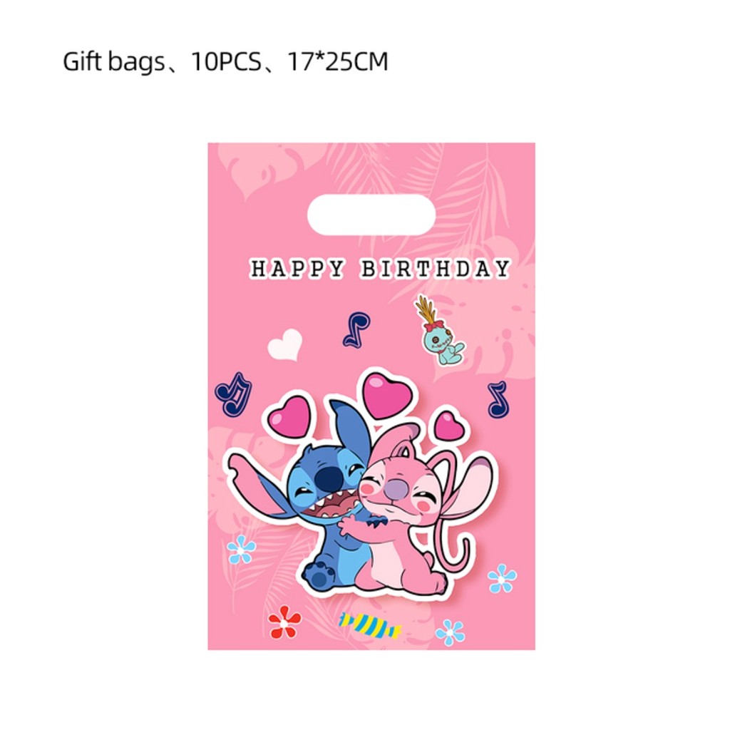 ParteeTime Kids Stitch Theme Decorations Kids Birthday Party Balloon Banners Hang Swirls Backdrop Tablecloth Cake Topper