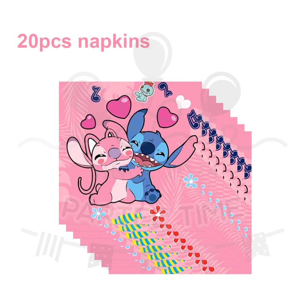 ParteeTime Kids Stitch Theme Decorations Kids Birthday Party Balloon Banners Hang Swirls Backdrop Tablecloth Cake Topper