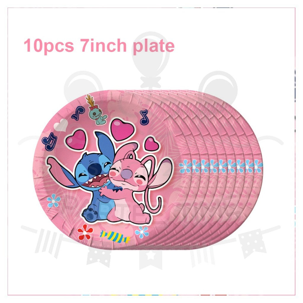 ParteeTime Kids Stitch Theme Decorations Kids Birthday Party Balloon Banners Hang Swirls Backdrop Tablecloth Cake Topper