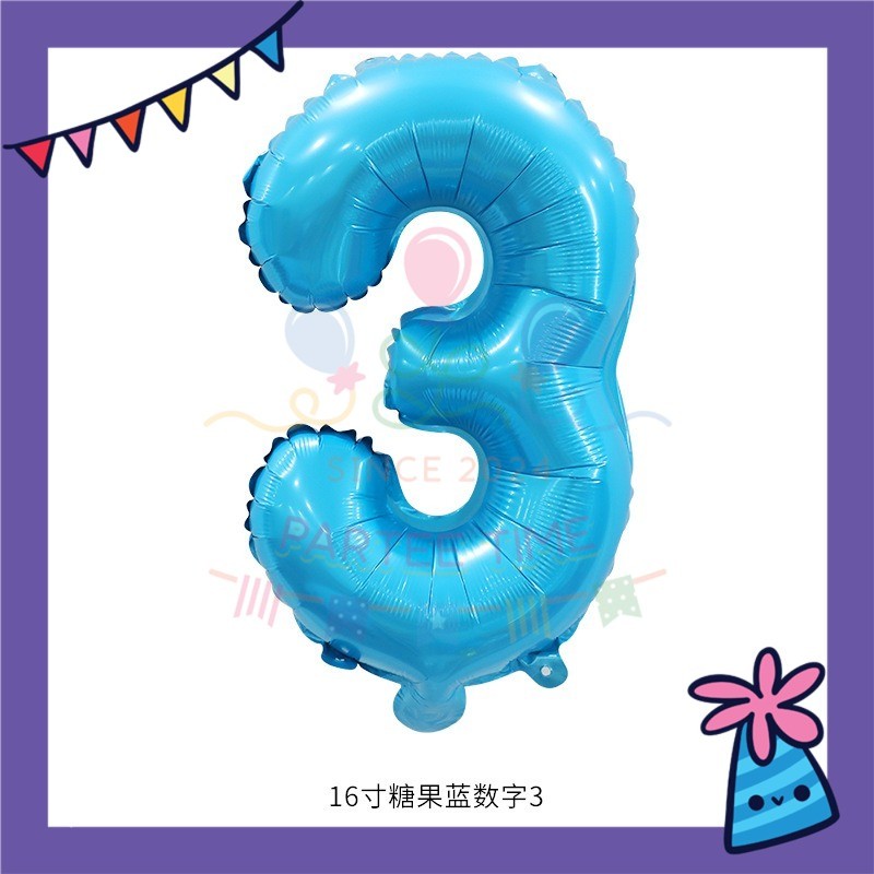 ParteeTime Blue Digital Foil Ballon 16 Inch 0 Number Balloon Birthday Party Foil Balloons Vibrant Shiny Decorations