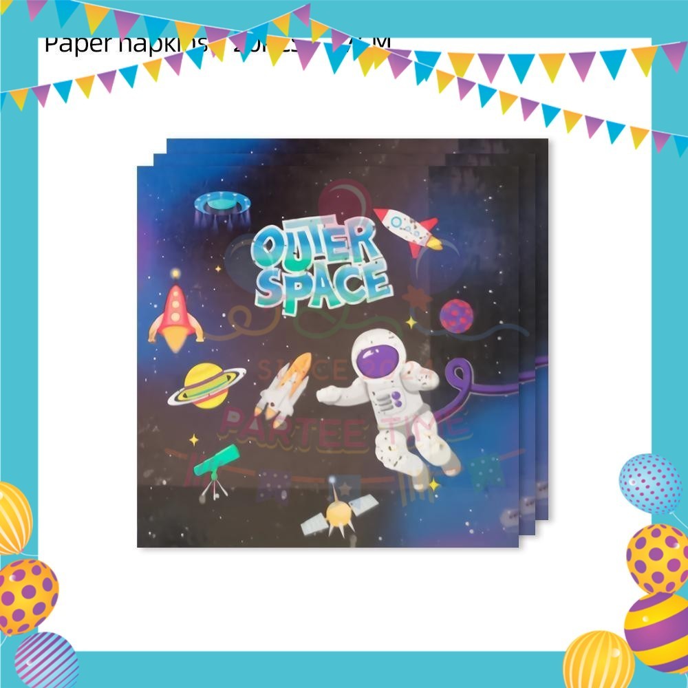 ParteeTime Astronaut Birthday Theme Decorations Kids Birthday Balloon Banner Hang Swirl Backdrop Tablecloth Cake Topper