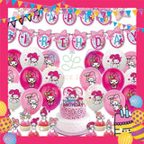 ParteeTime Kids Birthday Party Celebration Decoration Set Melody 4 in 1 Banner Balloon Cupcake Topper Parti Hari Jadi