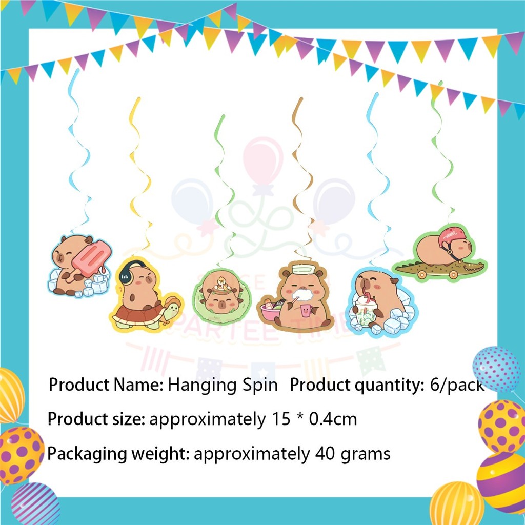 ParteeTime Kids Capybara Theme Decoration Birthday Party Supplies Banners Backdrop Sambutan Hari JadiĀ Hiasan Kanak-Kanak
