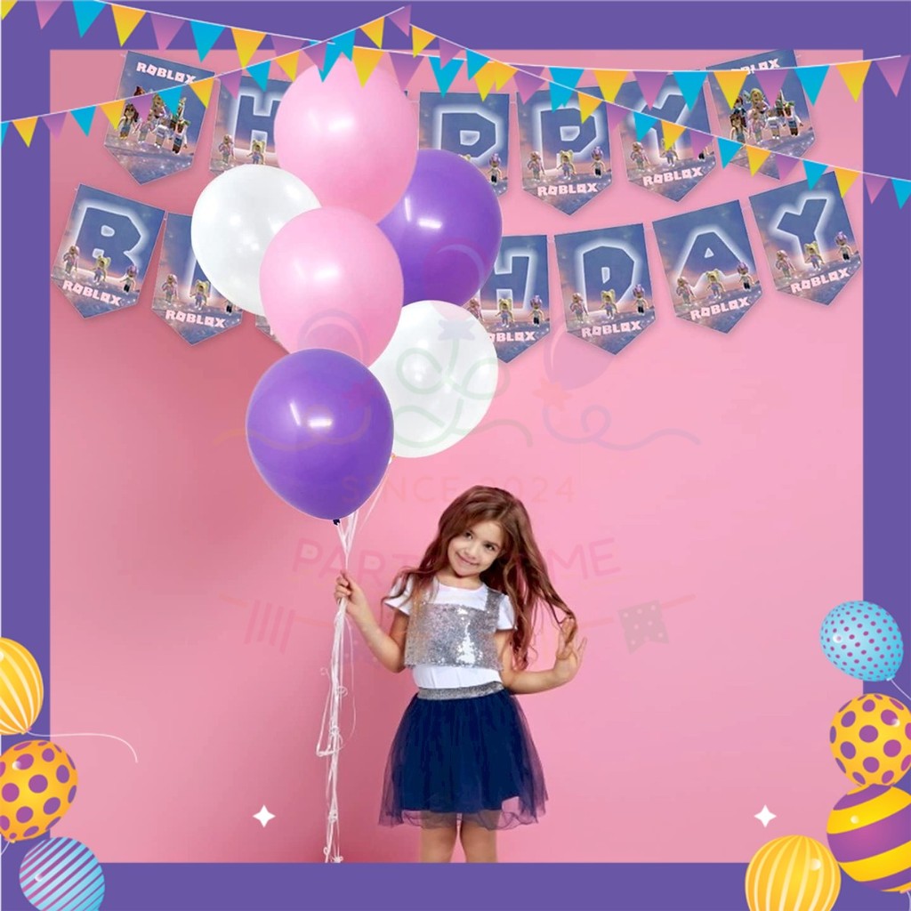 ParteeTime Kids Birthday Party Celebration Decoration Set Roblox Girl 4 in 1 Majlis Sambutan Hari Jadi Kanak-Kanak