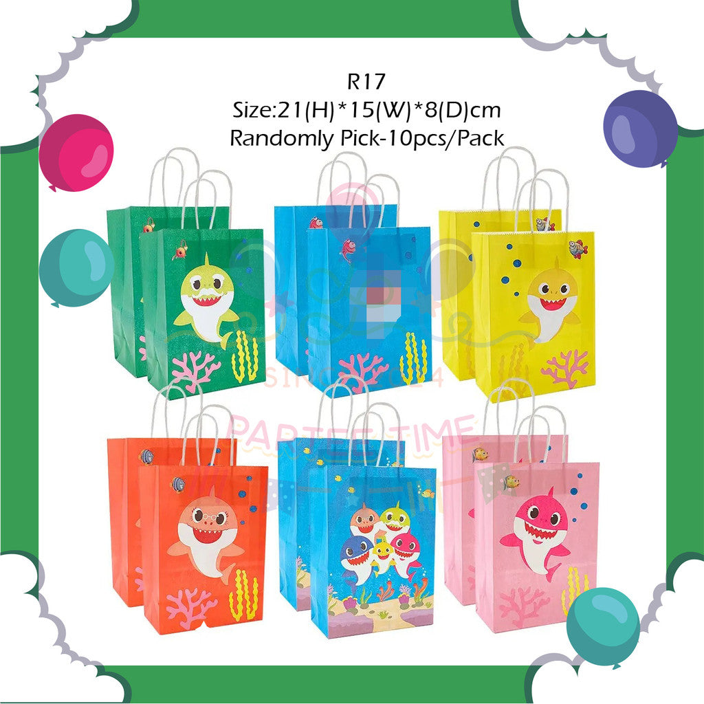 ParteeTime Kids Birthday Party Celebration Decoration Set Baby Shark 4 in 1 Banner Balloon Cake Cupcake Topper Hari Jadi